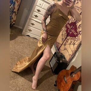Gold Chain Strap Evening Gown